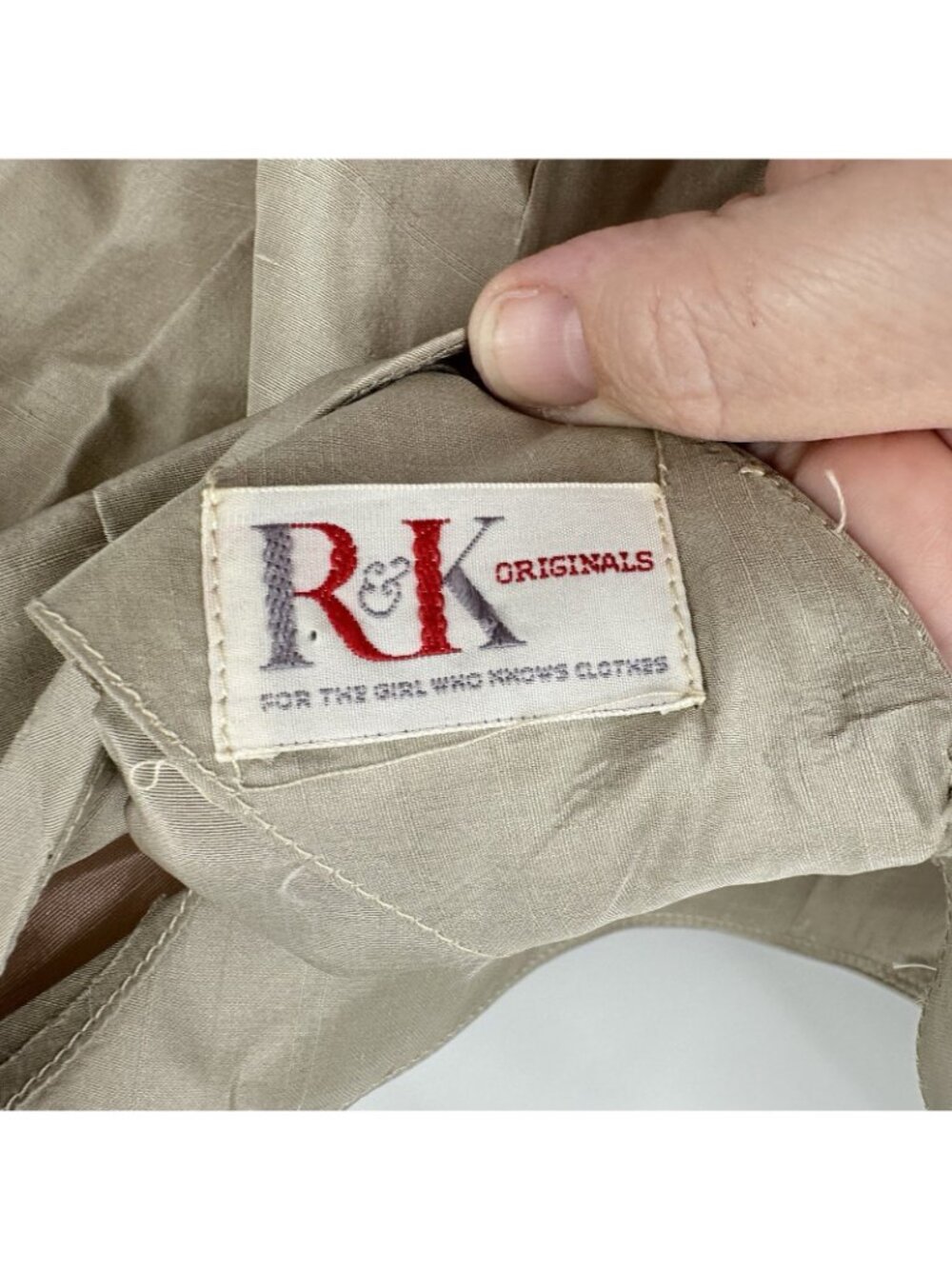 vintage 50s R&K ORIGINALS dress taupe SMALL fit flare rockabilly mid century - Picture 15 of 15